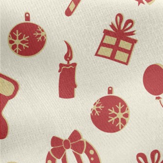 Retro Christmas And New Year Jersey Backed Fleece