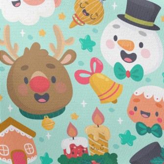 Santa Claus And Reindeer Pongee