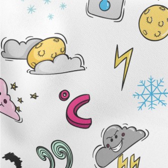 Cartoon Weather Elements Lightweight Cotton Poplin