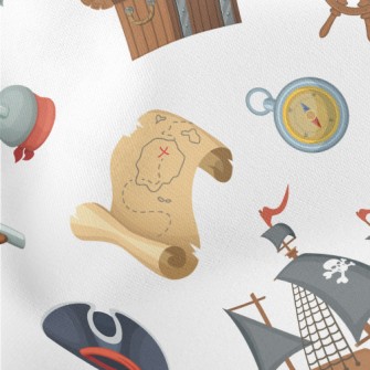 Cartoon Pirate Elements Lightweight Cotton Poplin