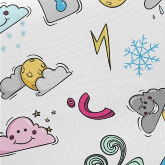 Cartoon Weather Elements Midweight Cotton Poplin