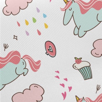 Elegant Cute Unicorn Midweight Cotton Poplin
