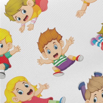 Naughty Children Playing Midweight Cotton Poplin
