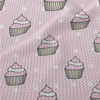Pink And White Cup Cake Birdseye Piqué