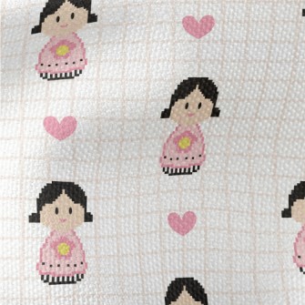 Pixel Cartoon Flower Girl Waterproof Canvas