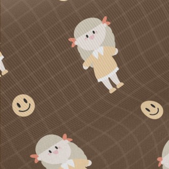 Cute Girl And Smiling Emoticon Twill