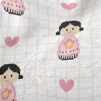 Pixel Cartoon Flower Girl Minky