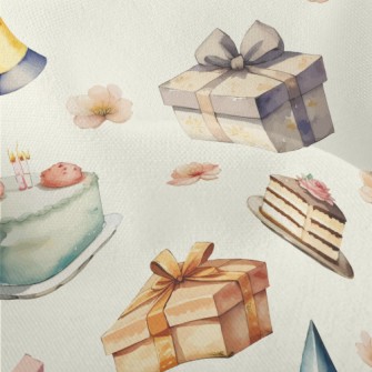 Watercolor Birthday Cake Gift  Lightweight Performance Linen