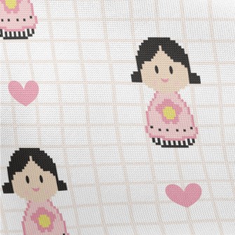 Pixel Cartoon Flower Girl Pongee