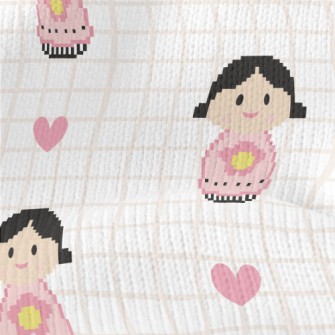 Pixel Cartoon Flower Girl Stretch Jersey