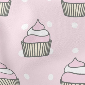 Pink And White Cup Cake Lightweight Cotton Poplin