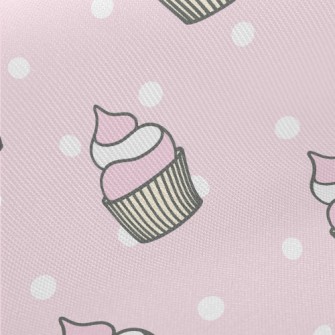 Pink And White Cup Cake Midweight Cotton Poplin