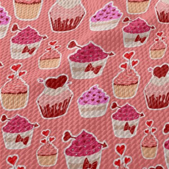 Heart Shaped Pink Cake Birdseye Piqué
