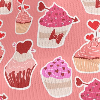 Heart Shaped Pink Cake Stretch Jersey
