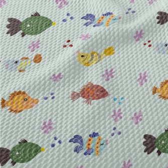 Colorful Children's Fish Birdseye Piqué