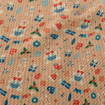 Retro Christmas Bunny Birdseye Piqué