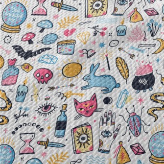 Colorful Witchcraft Elements Birdseye Piqué