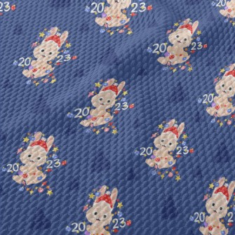 Cute Rabbit With Christmas Dec Birdseye Piqué