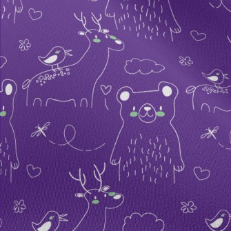 Hand Drawn Cute Animal Doodles Chiffon