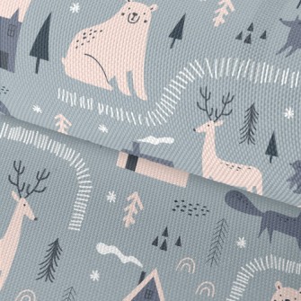 Arctic Animals On A Snowy Nigh Waterproof Oxford