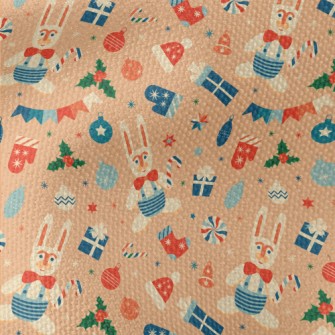 Retro Christmas Bunny Waterproof Canvas