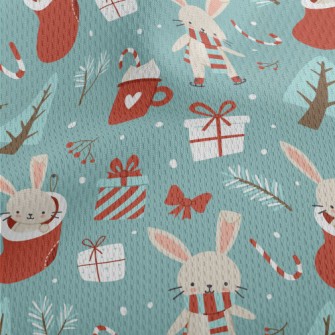 Merry Christmas Bunny Athletic Mesh Flat Back