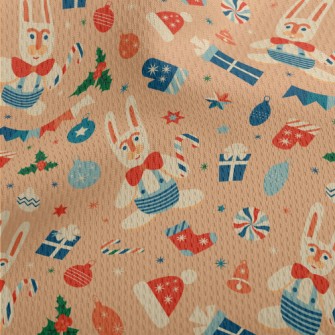 Retro Christmas Bunny Athletic Mesh Flat Back