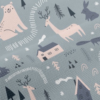 Arctic Animals On A Snowy Nigh Performance Linen