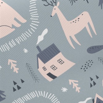 Arctic Animals On A Snowy Nigh Twill