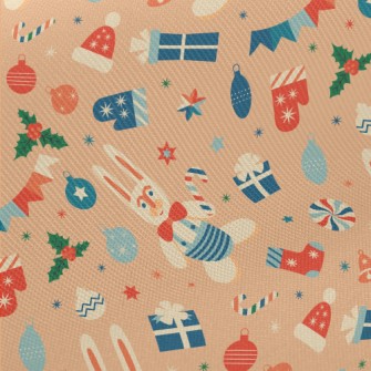 Retro Christmas Bunny Twill