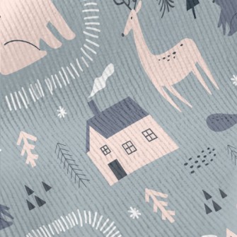 Arctic Animals On A Snowy Nigh Standard Corduroy