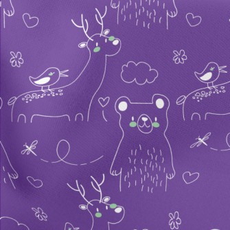 Hand Drawn Cute Animal Doodles Stretch Ponte
