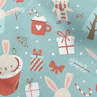 Merry Christmas Bunny Micro Fleece