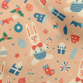 Retro Christmas Bunny Micro Fleece