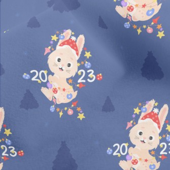 Cute Rabbit With Christmas Dec Micro Fleece