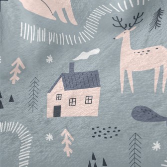 Arctic Animals On A Snowy Nigh Minky