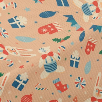 Retro Christmas Bunny Piqué