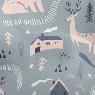 Arctic Animals On A Snowy Nigh Lightweight Performance Linen