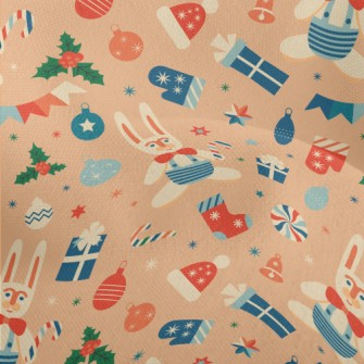 Retro Christmas Bunny Lightweight Performance Linen