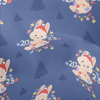 Cute Rabbit With Christmas Dec Lightweight Performance Linen