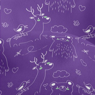Hand Drawn Cute Animal Doodles Lightweight Performance Linen