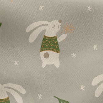 Rabbit Playing With Fairy Wand Jersey Backed Fleece