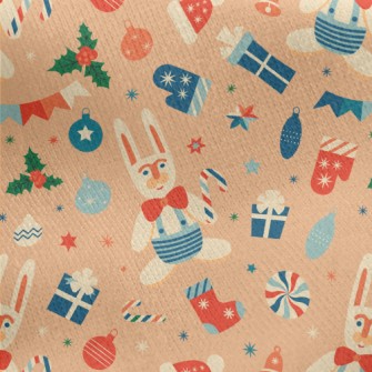 Retro Christmas Bunny Jersey Backed Fleece