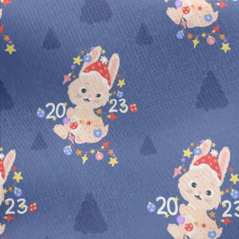 Cute Rabbit With Christmas Dec Jersey Backed Fleece