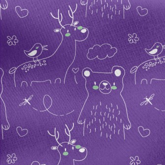 Hand Drawn Cute Animal Doodles Jersey Backed Fleece