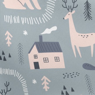 Arctic Animals On A Snowy Nigh Pongee