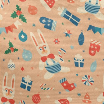 Retro Christmas Bunny Pongee