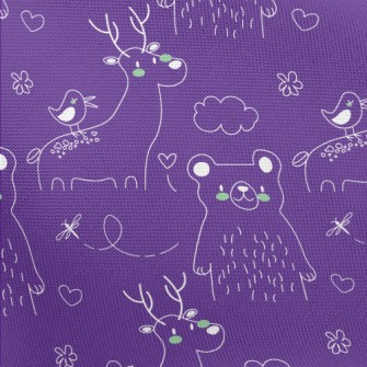 Hand Drawn Cute Animal Doodles Pongee
