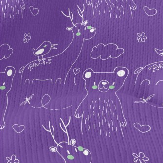 Hand Drawn Cute Animal Doodles Stretch Jersey