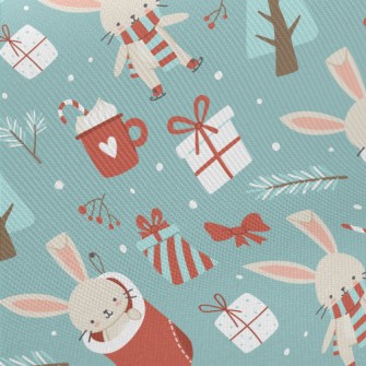 Merry Christmas Bunny Midweight Cotton Poplin